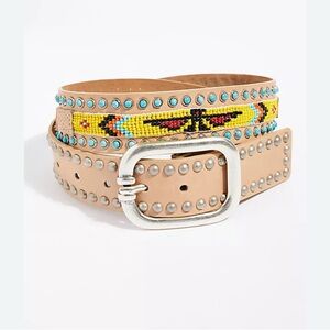 Free People Bravo Beaded Leather Belt XS